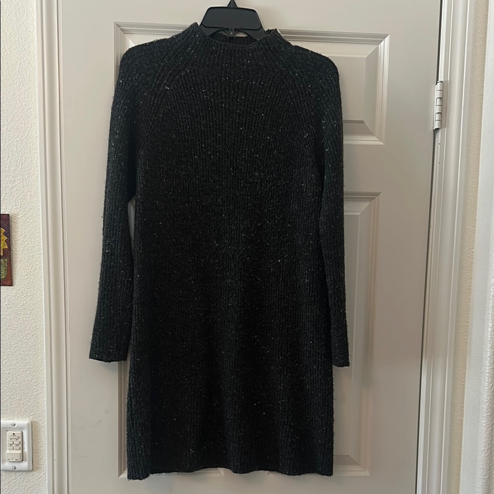 Madewell Black Mock Neck Long Sleeve Sweater Dress